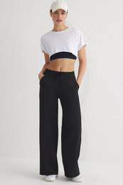 Black Polar Fleece Warm Diver/Scuba Fabric Sports Knitted Sweatpants