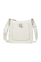 Usnjena torbica Lauren Ralph Lauren bela barva, 431970152