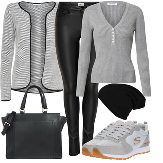 Slouchy Kaschmir Outfit mit Schwarz Hut Mütze/Winter Mütze/Kopfbedeckung About You "Alltagsoutfit"