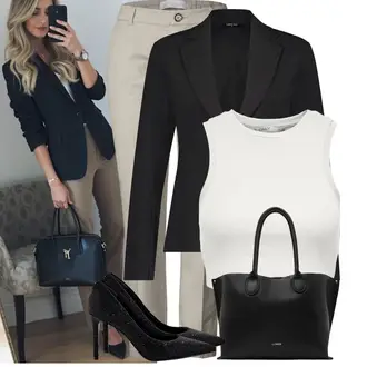 Lang Outfit met zwart Blazerjas/Blouse Blazer/Boyfriend Blazer/Zakelijk Pak/Casual Blazer/Lederen jas/Katoenen Blazer/Elegante Blazer/Korte Blazer/Leren Herenjas/Smoking Blazer/Leren Jas lady day "Modieuze lente-outfit"