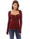 PattyBoutik Damen Square Hals Reißverschluss vorne Empire-Taille Bluse (dunkelrot M 40)