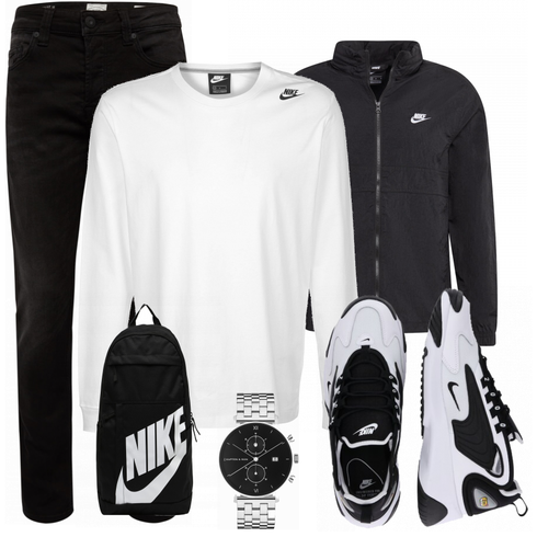 Schwarz Rucksack Nike Sportswear kombinieren