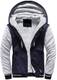 VSUSN Herren Kapuzenpullover mit Reißverschluss Langarm Kapuzenjacke Winter Warm Fleece-Innenseite Sweatshirt Plus Dicke Fleecejacke Sweatjacke Mit Kapuze(Dunkelblau&grau, M)