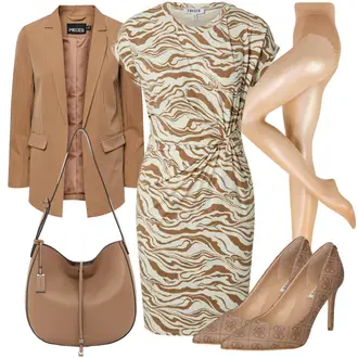 Business Outfits Sommer mit Beige/Weiß/Grün/Braun/Gold Kleid Große Größe/Jerseykleid/Bürokleid/Bedrucktes Kleid/Standesamt Kleid/Kleid Standesamt-gast/Safari Kleid/Etuikleid/Etuikleid/Kleid mit geradem Schnitt/Wickelkleid Edited "Eleganter Look"