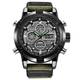 Challeng Herrenuhr LED Sportuhr Leder Quarz Analog Digital Business Armbanduhren Geschenk (Armee grün, One Size)