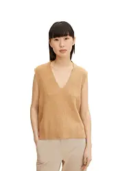 TOM TAILOR Damen Basic Pullunder 1033277, 30263 - Soft Light Camel Melange, M