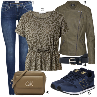Cours tenues avec Gris/Vert foncé/Marron/Vert/Kaki Chemisier Imprimé/Tunique à Manches Courtes/Chemisier à Manches Courtes/Chemisier-tunique/Top Chemisier/Veste en cuir pour homme/Chemisier à Basque/Chemisier Grande Taille/Tunique About You "tenues parfaite"Look: Cours, Marche, Chasse