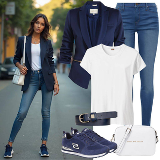 Basic Outfit sa Tamnoplava Odijelo Tom Tailor, Bijela Majica za plažu/Majica za plažu/Majica kratkih rukava/Majica s printom/Print majica/Komplet košulje/Majica za trudnice/Otmjena majica/Ležerna majica/Sportska majica/Top za plažu Alpha Industries, Bijela/Krem/Siva Pojasna torbica/Torbica za telefon/Torba preko ramena/Mala Torbica/Torbica/Torba za rame/Torba za pisma/Torba za nošenje, Tamnoplava/Plava Kožni Remen/Ležerni Remen/Klasični Remeni/Ženski Opasak bez Kopče/Široki Pojas Vanzetti "Savršeno za proljeće"