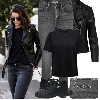 tenues avec Noir Veste avec Zip Latéral/Veste de Moto/Veste en Cuir/Veste en Simili Cuir/Veste de Motard Only "Tenue de printemps"