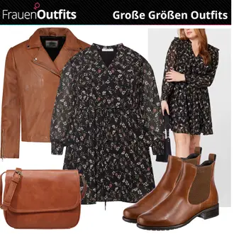Outfit mit Braun/Beige Chelsea Boot/Lederjacke/Flache Stiefelette/Leder Stiefelette GERRY WEBER "Perfekt für Mollige"