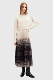 Obleka in pulover CELILIA PLEAT bela barva, W207DB