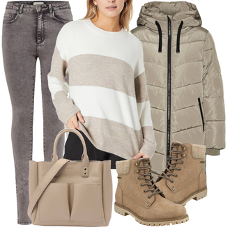 Gefütterte Outfit mit Beige/Khaki/Braun Klassischer Stiefel/Wasserdichter Stiefel/TrekkingStiefel/SpringerStiefel/Winter Stiefelette/Gefütterte Stiefelette/Wattierte Stiefel/Herren Lederschuhe/SchnürStiefel/Winter Stiefel Tom Tailor "Cooles Outfit Inspo"
