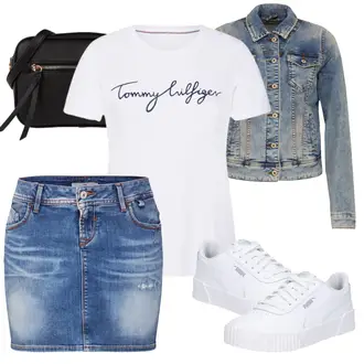 Outfit s Hnědá/Růžová/Fialová Džínová vintage Sukně/Džínová Sukně/Krátká Sukně/70tá Léta MiniSukně LTB "Vzhledy pro volný čas"