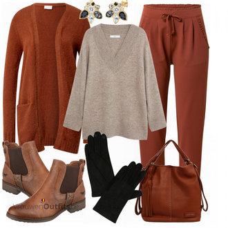Outfit met rood Broek "Modieuze winterlook"