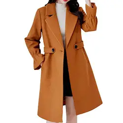 Geili Mäntel Damen Wollmantel Lange Wolljacke mit Reverskragen Wintermantel Frauen Elegant Business Slim Fit Langemantel Warme Winterjacke Parka Übergangsjacke Trenchcoat Cardigan