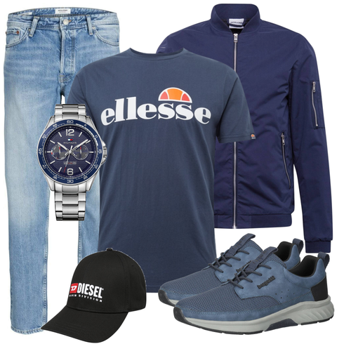 Blau/Grau/DunkelBlau Bluse Große Größe/Shirt & Top Große Größe/T-Shirt Training/Kurzarm T-Shirt/Print Shirt/Ausgefallenes T-shirt/T-Shirt Mit Print/Schlaf T-Shirt/Umstands T-Shirt/Casual T-Shirt Ellesse kombinieren