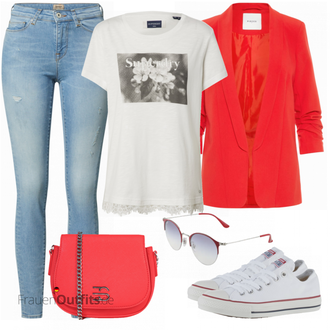 Outfit mit Blau/Hellblau/Braun Lederjacke/High Waist Jeans/Jeans mit Schlitz/Push up Jeans/Schlupfjeans/Leder Schuhe/Herren Lederjacke Only "Cooler Look für den Frühling"
