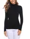 Sykooria Damen Rollkragenpullover Langram Slim Fit Rollkragen Pullover, Schwarz 2, M
