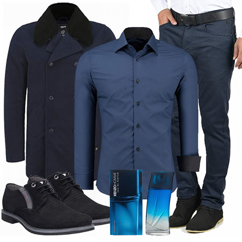 Blau Wintermantel/Jacke Winter Parka !Solid kombinieren