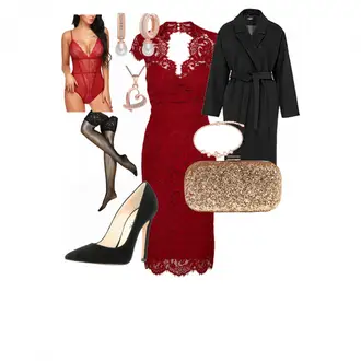 Party Outfits mit Rot Kleid Große Größe IVY & OAK "romantischoutfit"