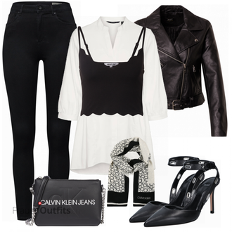 Outfit mit Weiß/Grau Bluse VERO MODA "Casual Business Outfit"