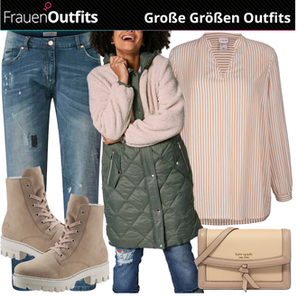 Outfit mit Grün Stiefel Rieker "Trendiger Winterlook"