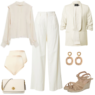 Business Outfits mit Beige/Khaki/Weiß Angora Unterwäsche/Slip/Panty Klassischer Slip/Miederhose/Taillenslip MAGIC Bodyfashion "Lockerer Businesslook"