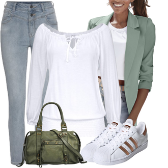 Outfit mit Schwarz/Blau/Lila/Weiß Strand-Tunika/Strandtop Lascana "Praktischer Look"