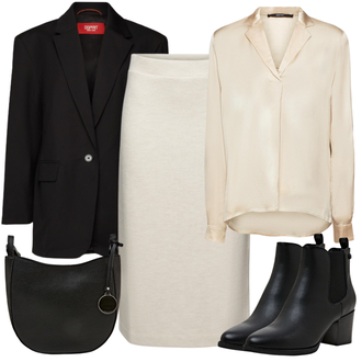 Rok Outfits Zomer met zwart/Donkergrijs/wit Schoudertas ESPRIT "Lichte outfit"