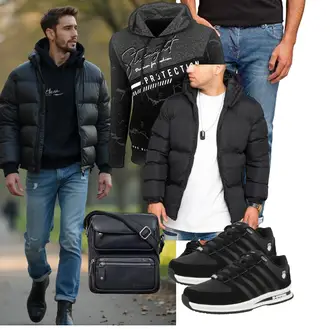 Wasserfall-Ausschnitt Outfit mit Schwarz/Grau/Dunkelgrau/Dunkelblau Vintage Hoodie/Hoodie/Sport Sweatshirt/Ausgefallener Hoodie/Sport Hoodie Baxboy "Freizeit Outfit"