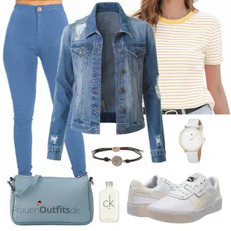Outfit mit Gelb Einfarbige Bluse/Schlupfbluse/Lederjacke/Bluse Oberteil/Blusenbody/Kurzarmbluse/Sportliche Bluse MessBebe "Sommerliches Freizeit Outfit"