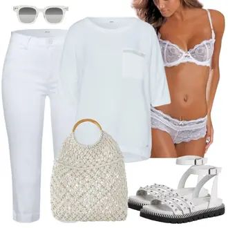 Schicke Outfits Sommer mit Braun/Weiß/Rosa Großer Cup Lascana "Schickes Sommer Outfit"
