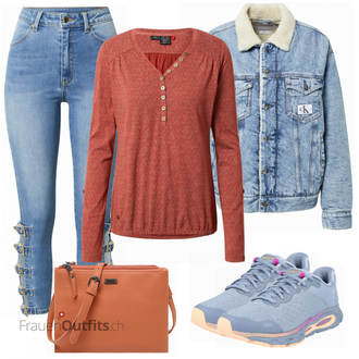 Outfit mit Rot Sweatshirt Ragwear "Freizeit Bekleidung"