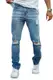 GINGTTO Herren Denim Hose dehnbar Röhrenjeans Slim fit Freizeit Männer Jeanshose Blau 34