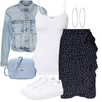 Festlich Outfit mit Blau/Dunkelblau Short Große Größe/Italienischer Rock/Lagenlook Rock/Bedruckter Rock/Rock Zum Binden/WickelRock Only "Toller Look für die Freizeit"Look: Rap, Bad Taste, Coole, Festlich, Old Money, Overdressed