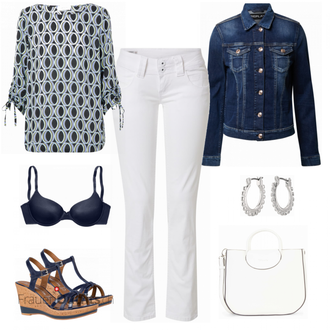 Outfit mit Grau Bluse & Tunika Cartoon "Schönes Alltagsoutfit"