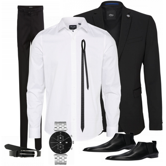 Business Outfits mit Schwarz Anzug S.Oliver Black Label "Klassisches Outfit"