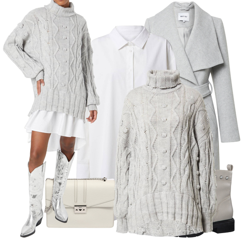 Grau/Silber Strickkleid/Pulloverkleid/Rollkragenkleid/Winterkleid/Winter Strickkleid/Strickjacke Gefüttert/Stehkragen-Strickjacke/Vintage Strickjacke/Winter Strickjacke/Wolle Strickjacke/Zopfmuster Pullover/Grobstrickpullover/Strickpullover/Oversized Pullover/Winterpullover/Wollpullover river island kombinieren mit Grau/Braun/Beige/Khaki Lederjacke/Biker Boot/Klassischer Stiefel/Springerstiefel/Flache Stiefelette/Leder Stiefelette/Gefütterte Stiefelette/Motorradstiefel/Gummistiefelette/Wasserdichter Stiefel/Winter Stiefelette/Stiefel Mit Reißverschluss MARCO TOZZI