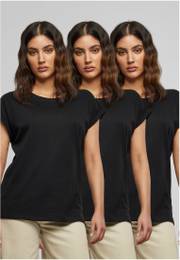 Women's T-shirt with extended shoulder 3 pcs black+black+black