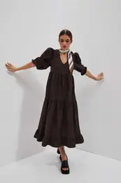 WOMEN'S DRESS L-SU-4027 D.OAK