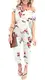 DEARCASE Damen Elegant Schulterfrei Lose Jumpsuit Kurzarm Playsuit Dehnbar Overall Hosenanzug Elastische Taille Romper mit Taschen