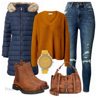 Outfit mit Braun Stiefel Apple of Eden "Perfekt für den Herbst"