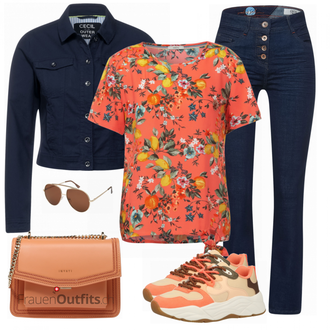 Outfit mit Grau Sneaker SCOTCH & SODA "Outfit in warmen Sommerfarben"