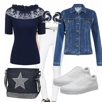 Old Skool Outfit mit Grau Vans "Blue"