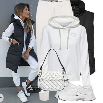 Comfort Outfit met wit/grijs/Lichtgrijs/Zilver Sneaker Gabor "Modieuze lente-outfit"