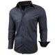 Baxboy Kontrast Herren Slim Fit Hemden Business Freizeit Langarm Hemd RN-44-2, Größe:M, Farbe:Anthrazit