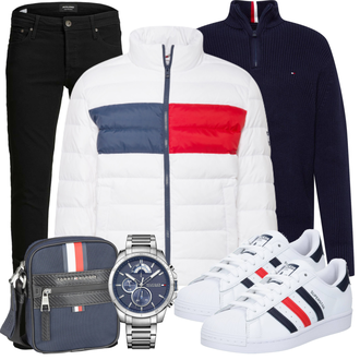 Outfit mit Grau/Weiß Sneaker Adidas Originals "Freizeit Outfit"