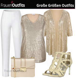 Outfit mit Beige High Heel/High Heels Stiefel Bullboxer "Party Outfit für Mollige"