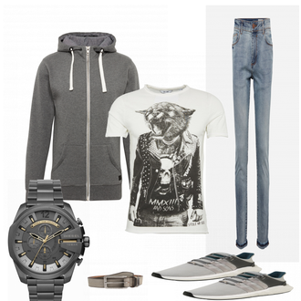 Outfit mit Grau Sneaker Adidas Originals "Krmmer"