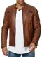 Redbridge Herren Jacke Übergangsjacke Biker Lederjacke Echtleder Kunstleder Baumwolle mit gesteppten Bereichen (S, Dirty Braun - Kunstleder)